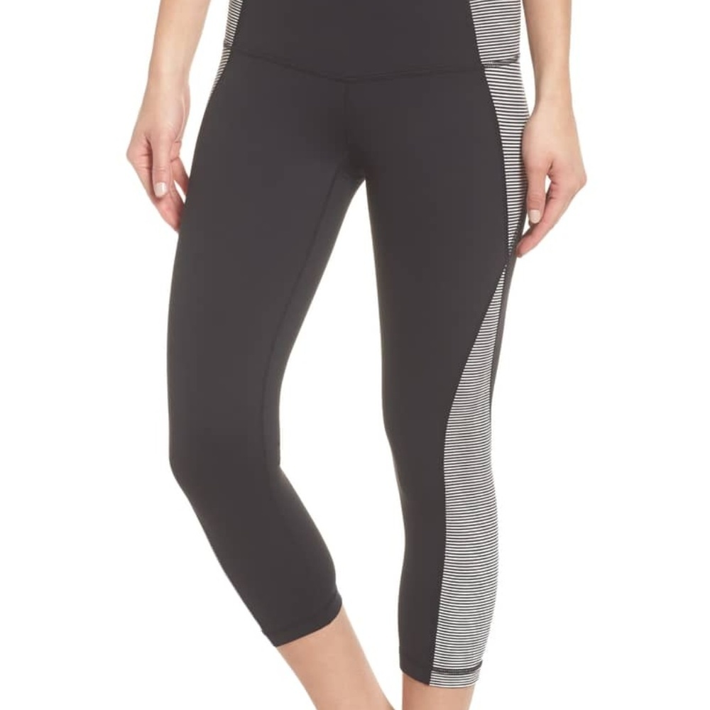 Zella High Waist Crop Leggings Stripe Panel XS - Picture 1 of 6